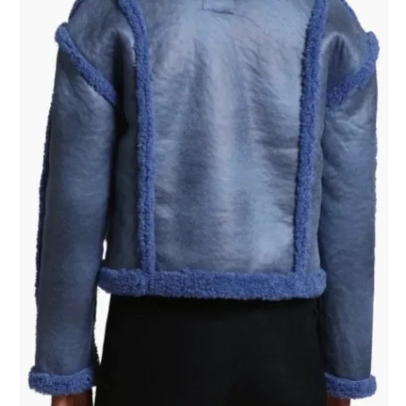 NWT For All Mankind Blue fleece and vinyl jacket SUPER HOT DESIGNER! - Picture 5 of 6